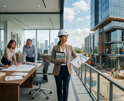 Project team reviewing a masterplan